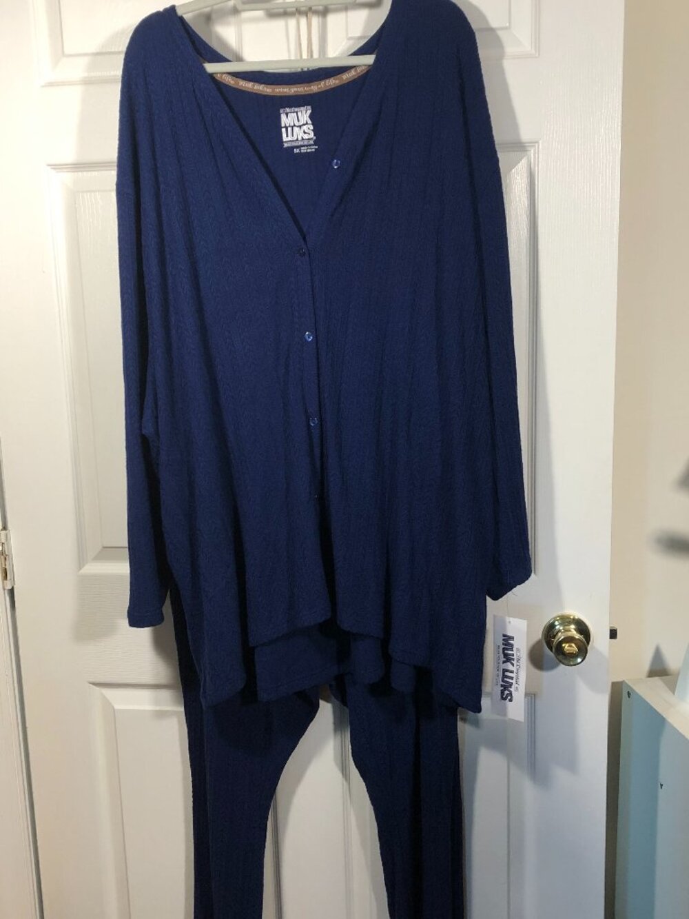 Muk Luk women blue knit 2set cardigan and pants, size 5X, NWT